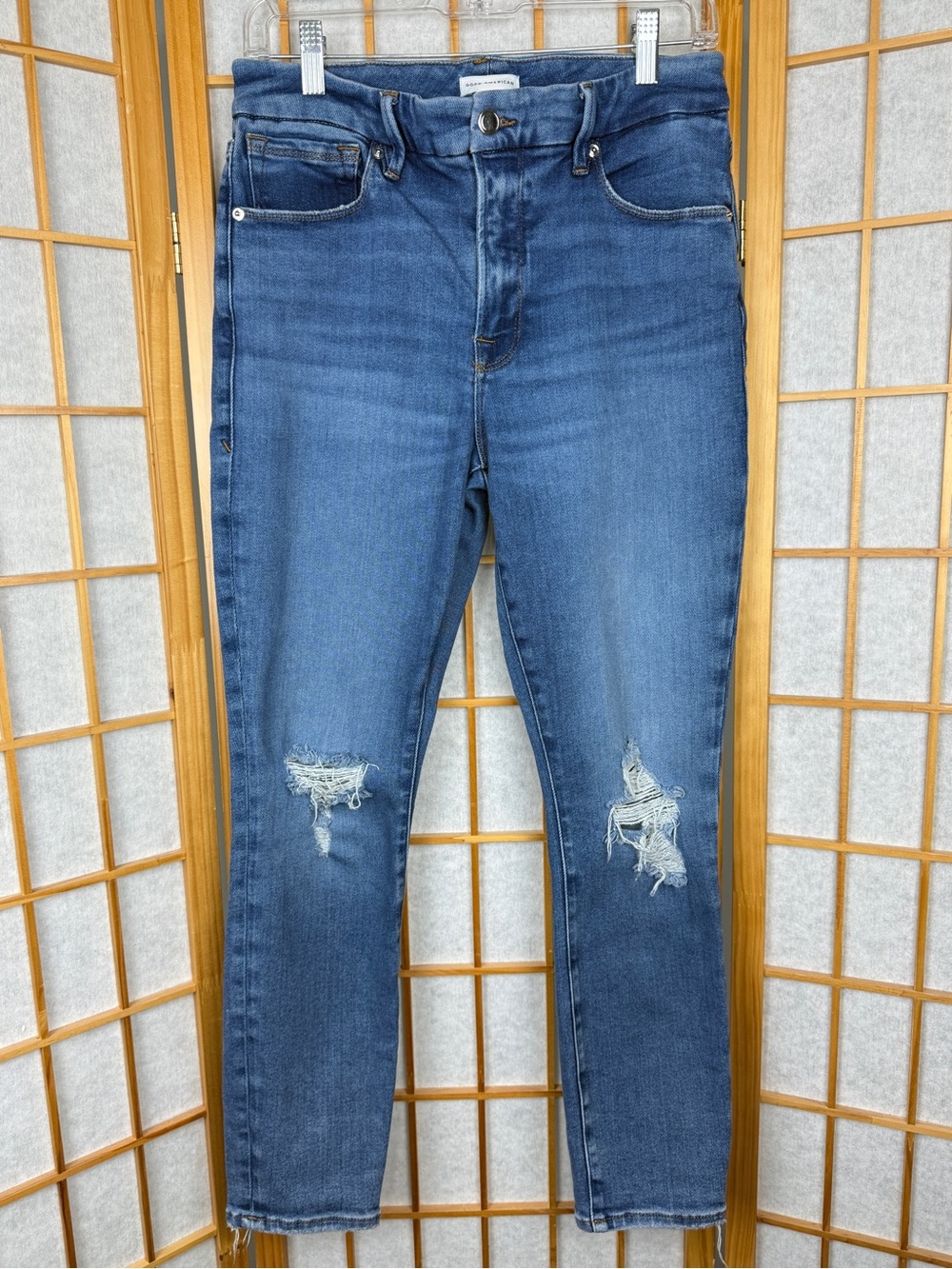 Good American Good Legs Crop Distressed Skinny Jeans Size 10 / 30